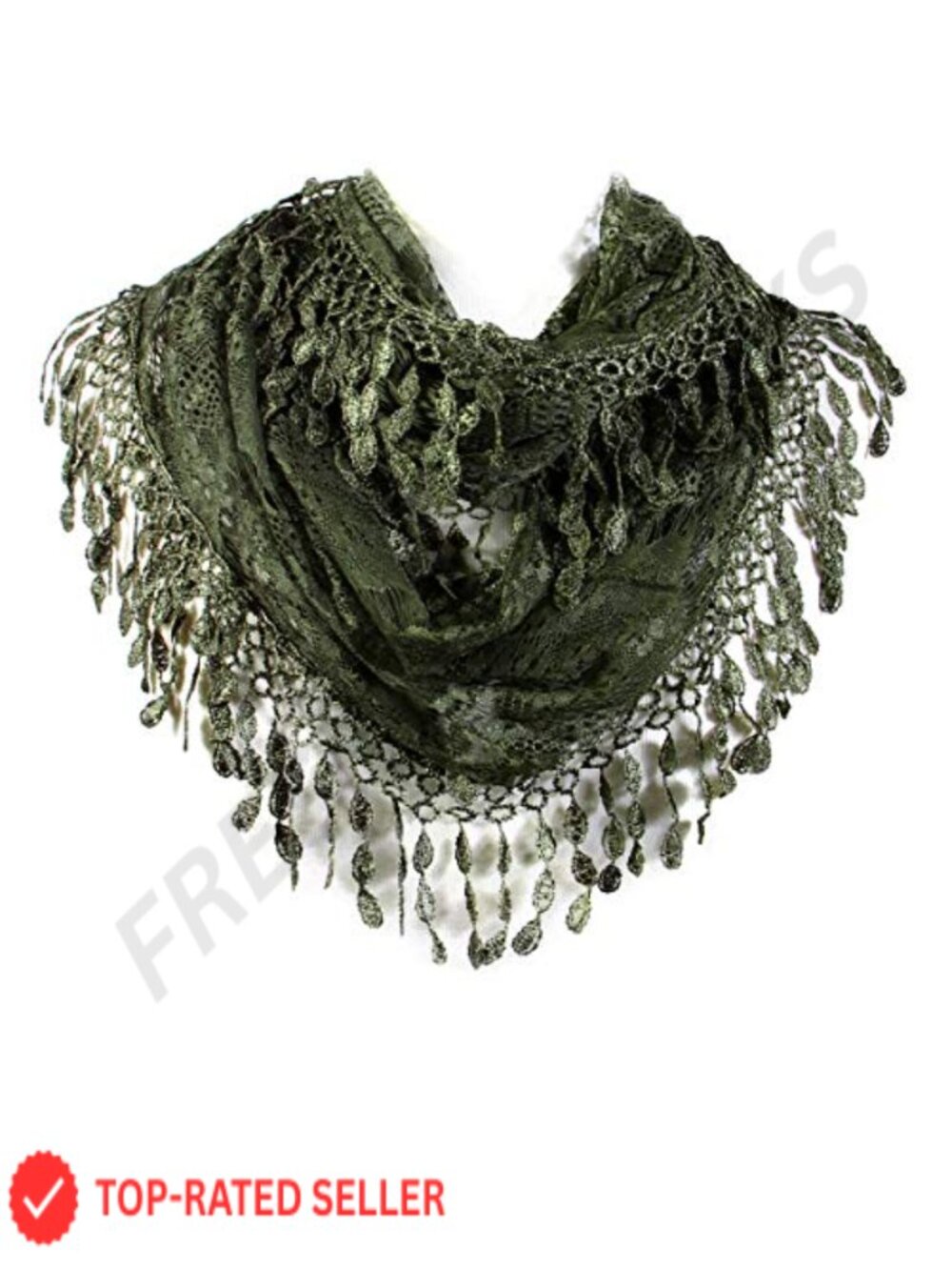 Lace Infinity Scarf Teardrop Fringes Lightweight 100% Polyester 56" Loop